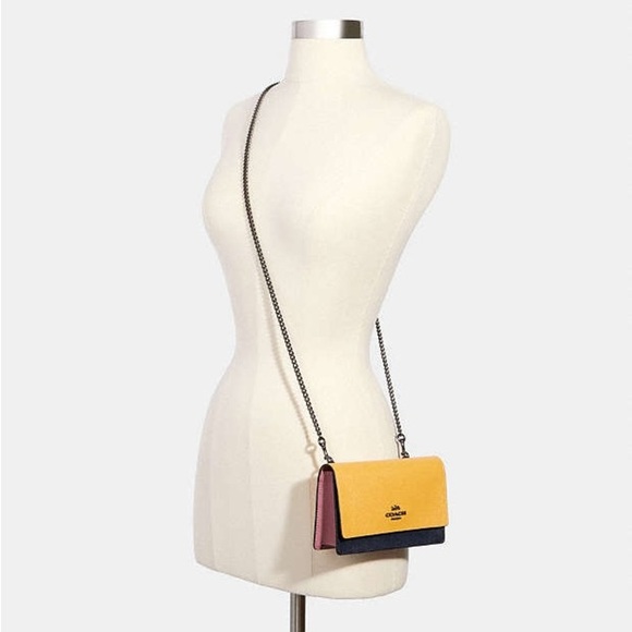 COACH Yellow, Pink and Black Leather Crossbody and Belt Bag (2 in 1) NWOT - Picture 2 of 5